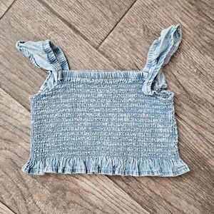 Wonder Nation Blue Denim Smocked Ruffle Top Size 18 Months